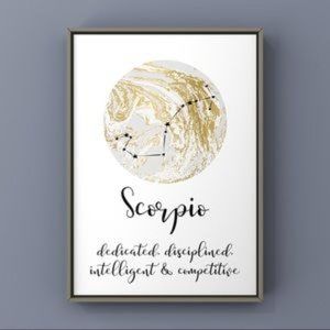 Scorpio Zodiac sign constellation pattern gold art